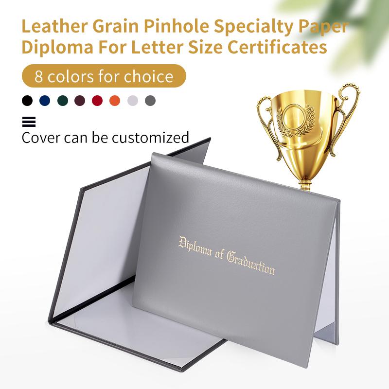 Custom Logo School A4 Blank PU Leather Diploma Cover with Gold/Silver Printing Certificate Diploma Certificate Cover Folder