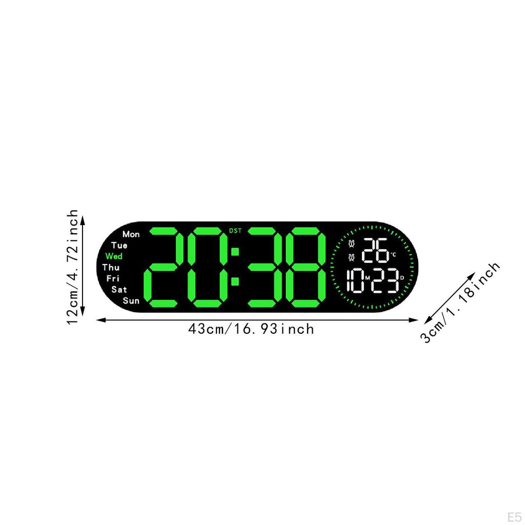 Digital Wall Clock Home Decor with Remote Control for Classroom Bedroom