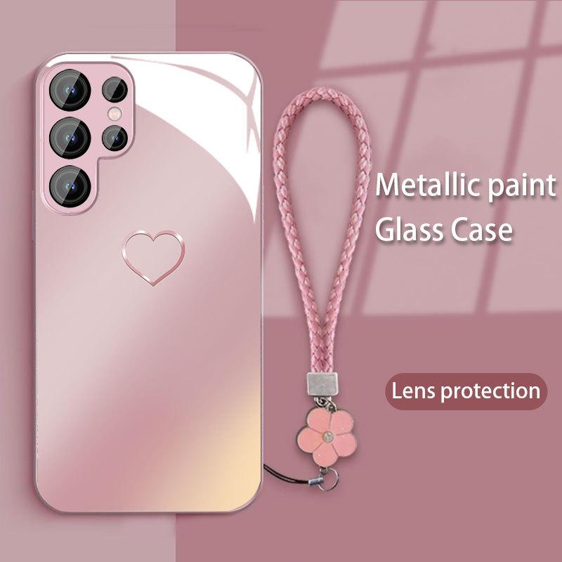 Love Is Suitable for Samsung S24ULTRA Mobile Phone Case S23 Girls S22 Metal A52 Full Inclusive S23FE Glass Case