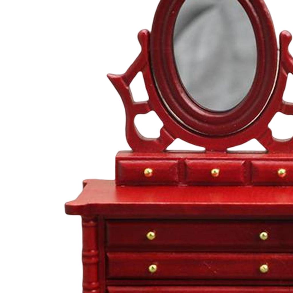 1/12 Dollhouse Miniature Dresser Decoration Accessories Mirror Table