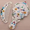Collapsible Retro Relief Folding Comb Set Portable Foldable Cosmetic Mirror  Dresser Vanity