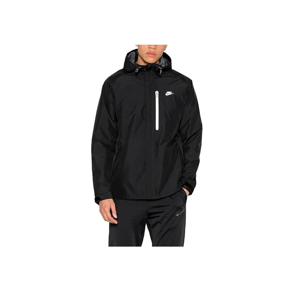 Nike Solid Color Zip-Up Hooded Jacket Men jackets Black DM5499-010