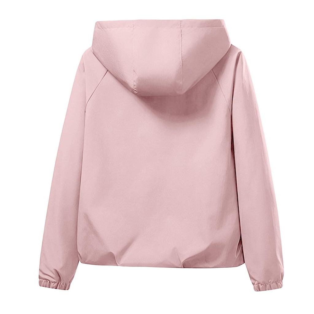 Women's Lightweight Hooded Rain Jacket with Zipper - Casual Windbreaker for Outdoor Wear