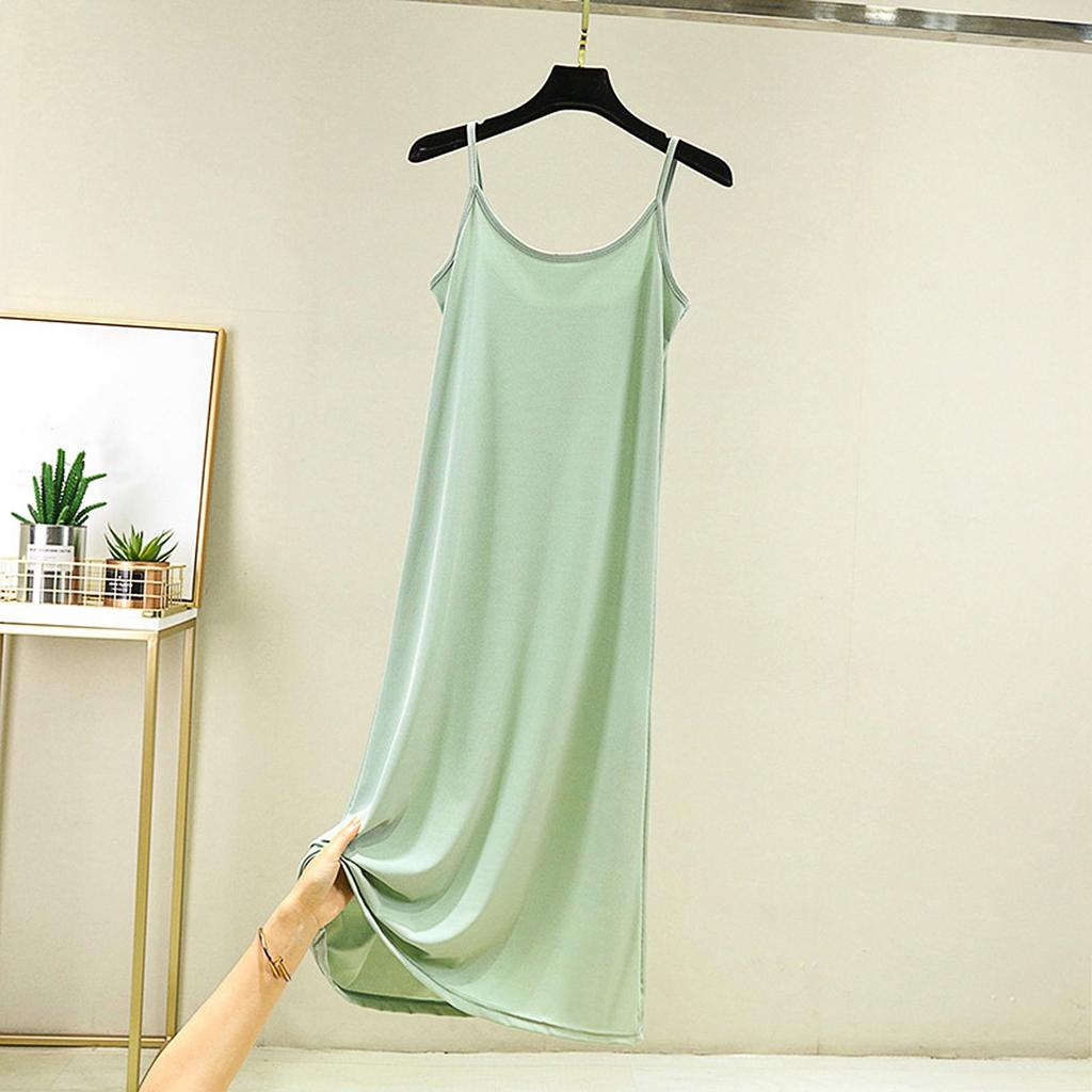 Damen lockerer lässiger Nachthemd mit Camisole und langem farbigem Basis-Kleid darunter