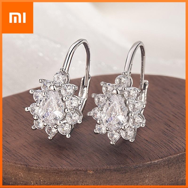 Xiaomi 925 Sterling Silver Earrings For Women Trendy Geometric Flower Zircon Earring Jewelry Prevent Allergy Party Gift Accessories