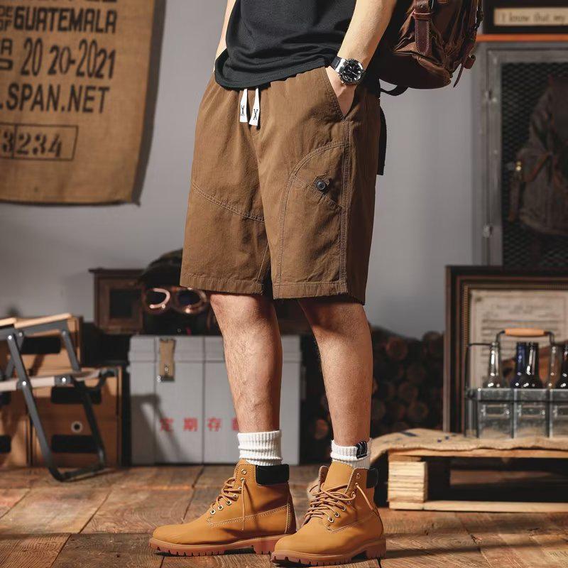 

Summer Trend Youth Casual Loose Straight Overalls Shorts 4XL хакі