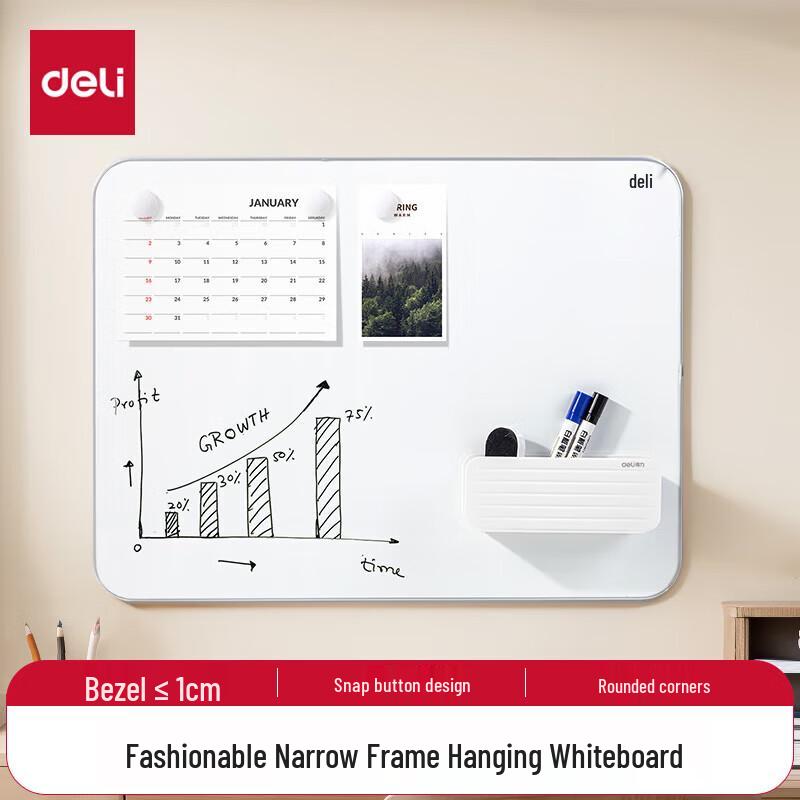 Deli 50027 Narrow Frame Magnetic Whiteboard