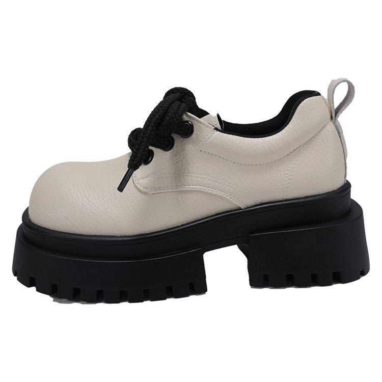 

2024 осень новые туфли на толстой подошве с толстым каблуком маффин маленькие кожаные туфли детские британский стиль популярные одинарные туфли женские 40