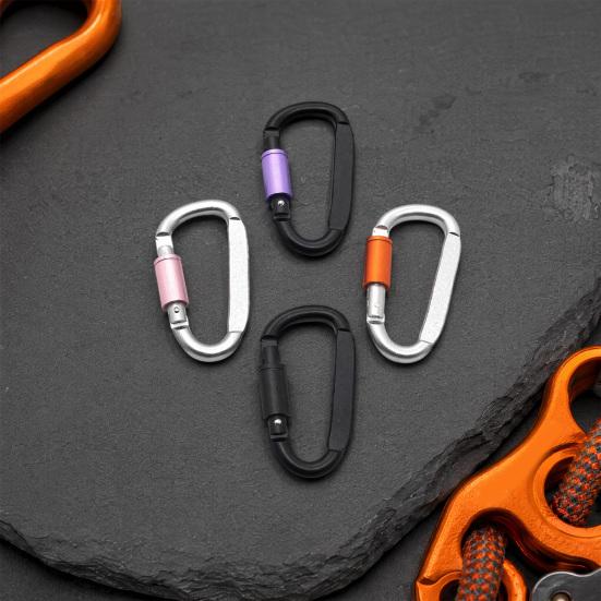 4Pcs Heavy Duty Carabiner Clip, Aluminum Alloy Outdoor Keychain Carabiner, D Shaped Metal Hook Buckle for Water Bottle, Key, Backpack