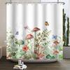 Mushroom Shower Curtain Flower Green Leaf Plant Forest Butterfly Botanical Floral Squirrel Aesthetic Waterproof Bathroom Curtain