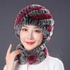 Hat Female Autumn Winter Trendy Versatile Rex Rabbit Hair Cycling Warm Ear Protection Fur Hat Scarf Set