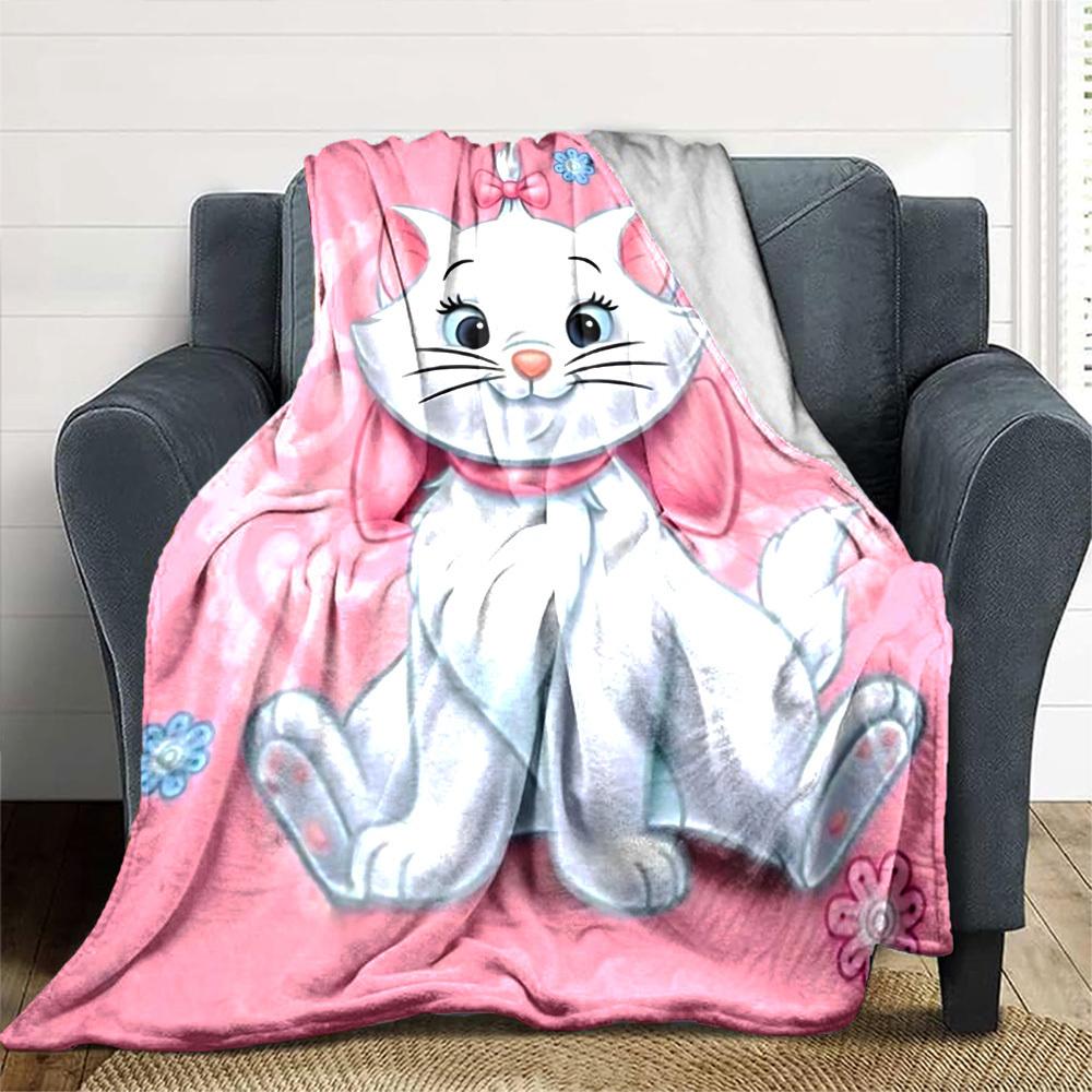 1pc cat flowers blanket Lightweight Flannel Throw for Sofa Bed Travel Camping Livingroom Office Couch Chair