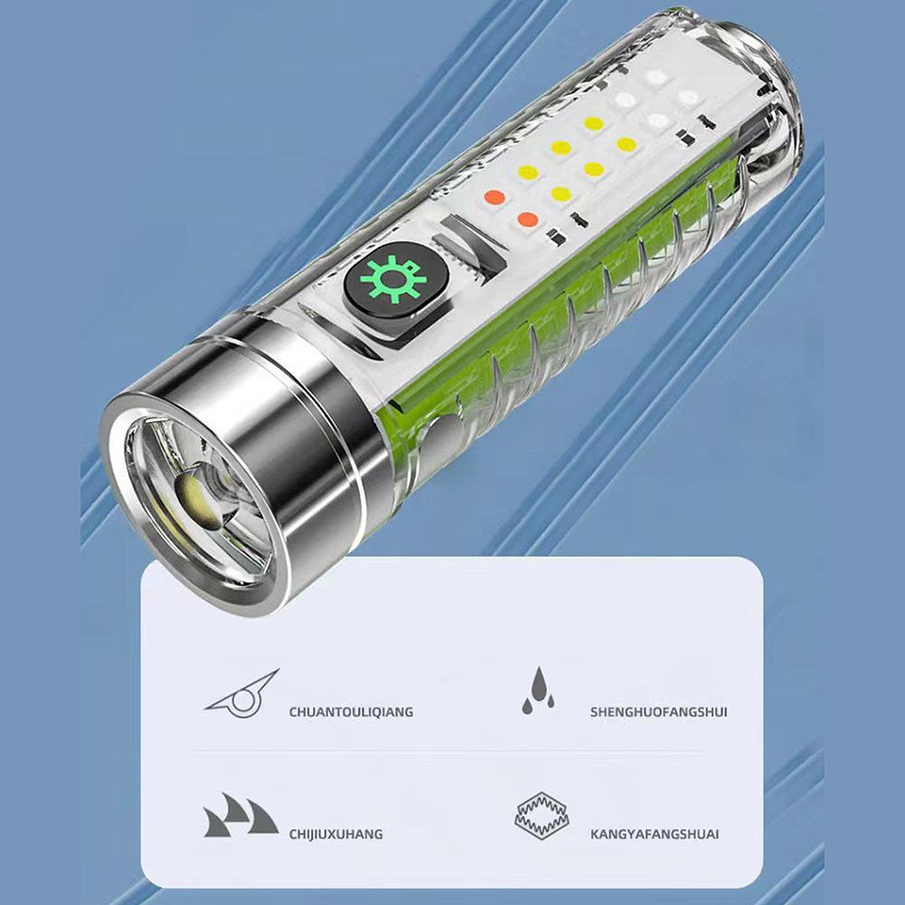 USB C Rechargeable LED Flashlight LED MINI Keychain Light with Tail Magnet Uv Light Multifunction Portable Torch Camping Lights