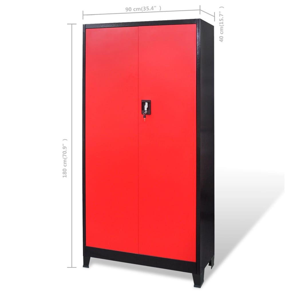 VidaXL Armoire avec coffre à outils Acier 90x40x180 cm Rouge et noir