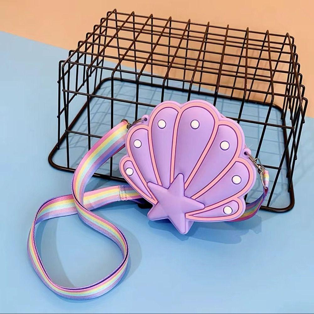 

Силиконовая ракушка в форме дизайна Премиум-сумки из пузырчатой оболочки Сумка для монет Игрушка-сжиматель Универсальная сумка через плечо для девочек фиолетовый