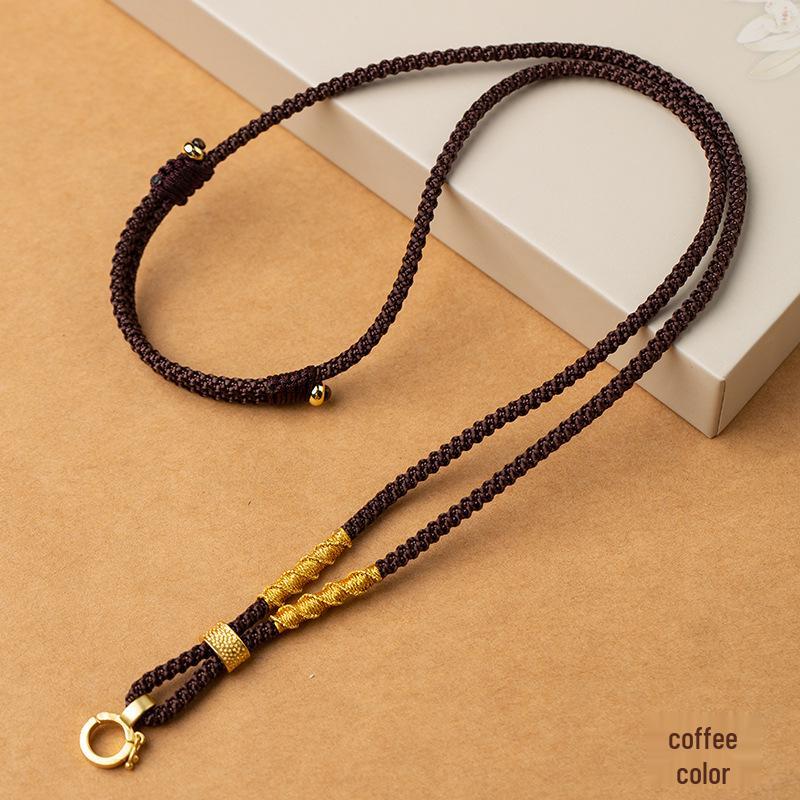 Hand-Woven Adjustable Jade Pendant Lanyard Necklace for Men and Women