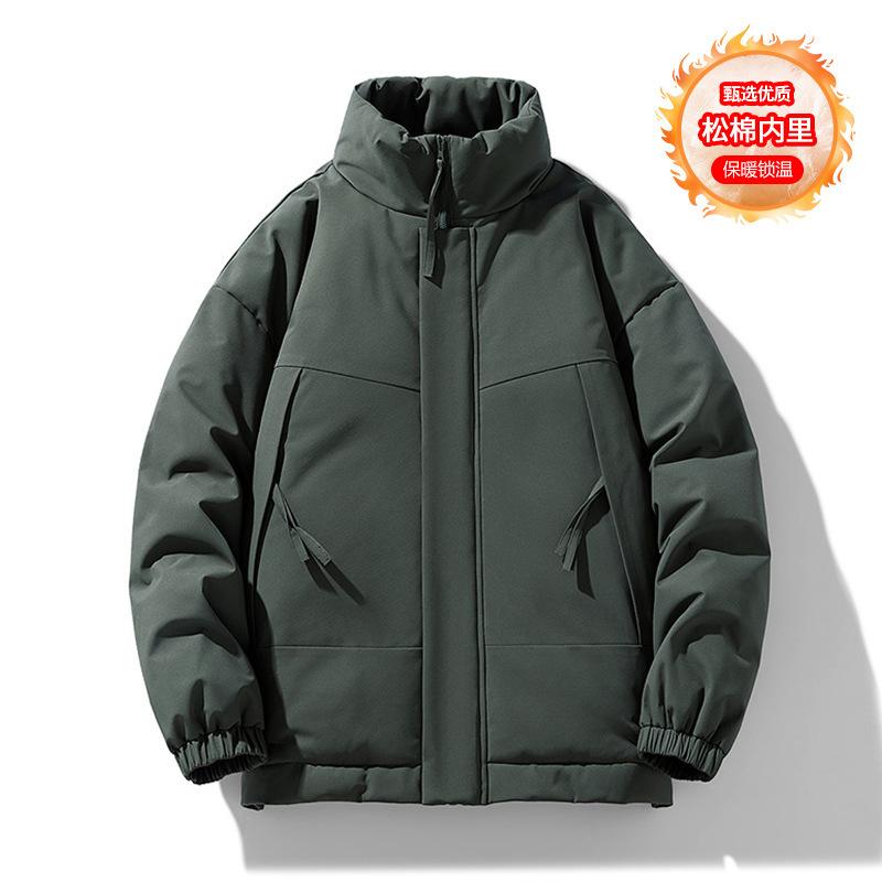 

Мужское пальто на подкладке осень и зима новая модная утолщенная куртка мужская съемный капюшон зимняя куртка мужская куртка на подкладке 3XL темно-зеленого