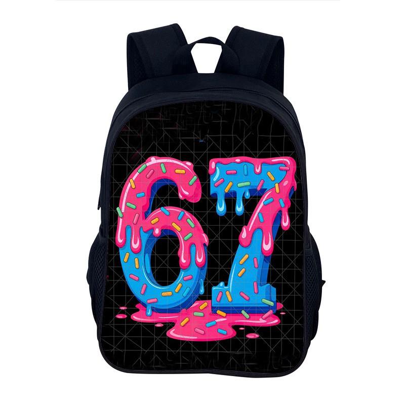 Lightweight School Backpack Teens With Character Print Design 20-35L Capacity Nylon Material Arc Shoulder Straps