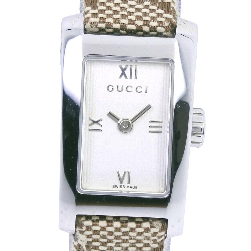 

GUCCI Watches 8600L WhiteDial Stainless Steel/GG canvas Quartz Women Used