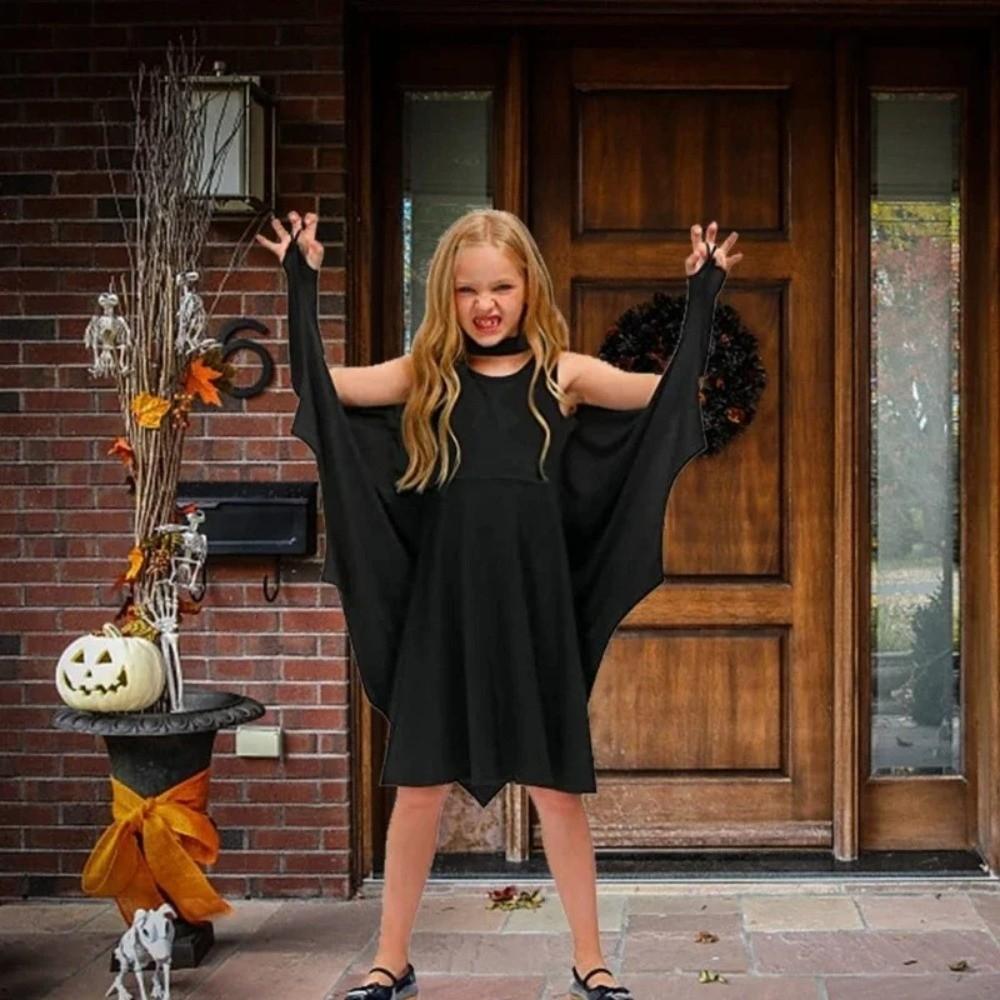 Eye Mask Bat Wing Cape Black Cloak Bat Cosplay Costume Fun Halloween Bat Cloak Set  Dress Up