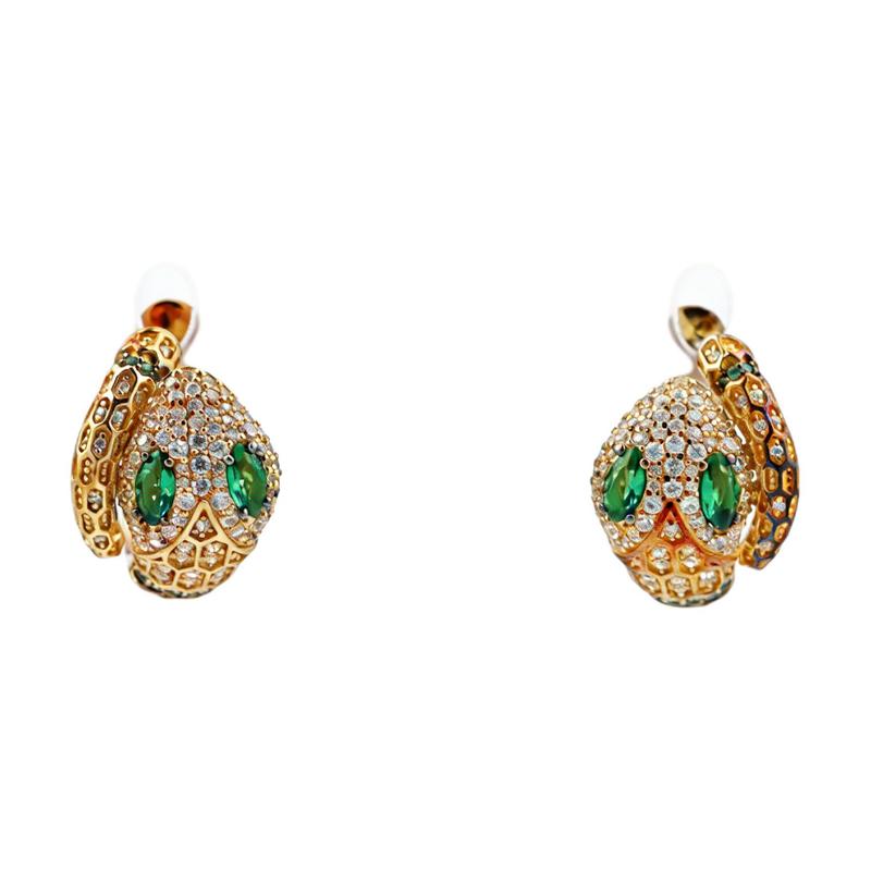 APM Monaco Green-eyed snake shape 925 silver earrings women s gold AE12332XKGY