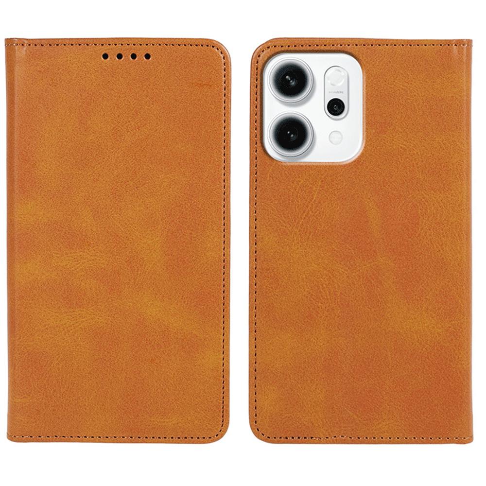 For Oppo Reno14 F 5G Case Strong Magnetic PU Leather Phone Cover Calf Texture