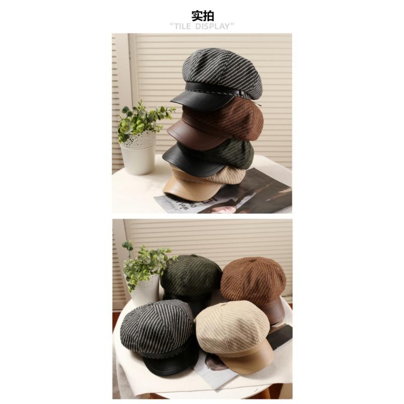 Women S Vintage Plaid Octagonal Newsboy Cap Elegant Versatile Casual