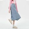 Damen Denim Midirock Frühling Herbst Street Style High-Waist Slim Rock Y2k Vintage Freizeitkleidung Übergröße