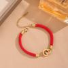Edelstahl Armbänder Römische Zahl Ineinandergreifender Kreis Geflochtenes Glückliches Rotes Seil Mode Charm Armband Für Frauen Zirkon Geschenke