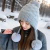 Lazy Wind Thickened Double-layer Ear Protection and Cold-proof Three-fur Ball Rabbit Fur Hat Plus Velvet Face Protection Knitted Hat