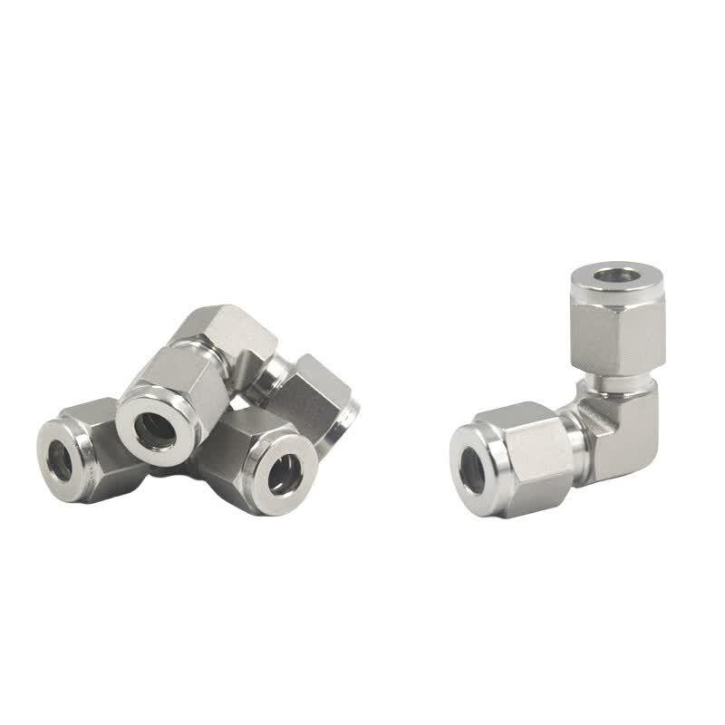 316L Stainless Steel Double Ferrule 90-Degree Elbow Fitting