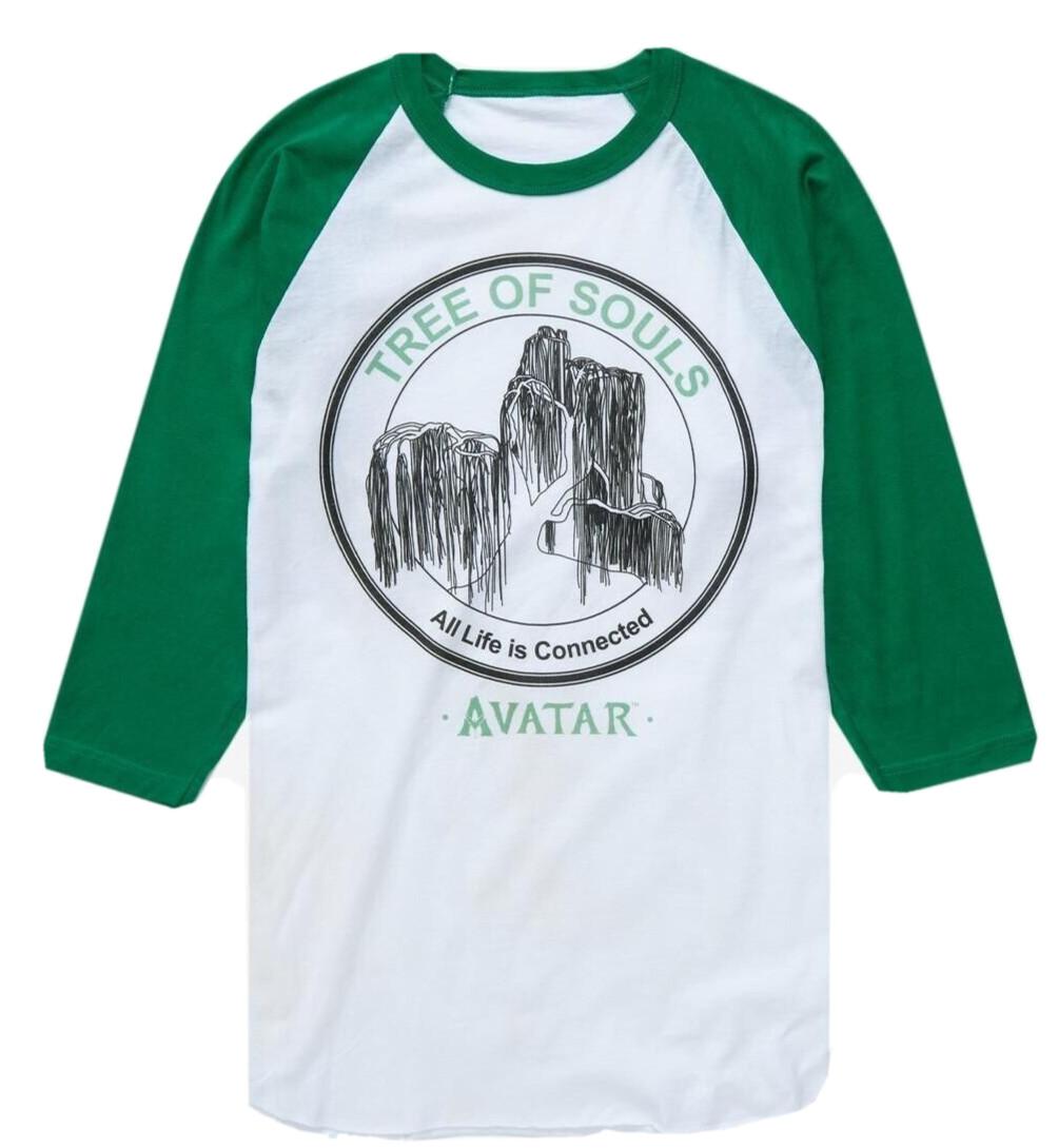 New Avatar Mens Tree of Souls All Life Is Connected White Raglan T-Shirt 2XL XXXXL