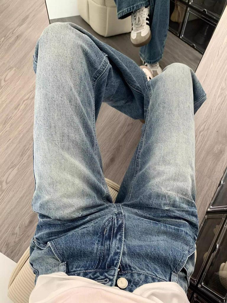 2024 Retro Low-Waist Flare Jeans: Slimming, Loose, Wide-Leg Women's Pants for Autumn/Winter