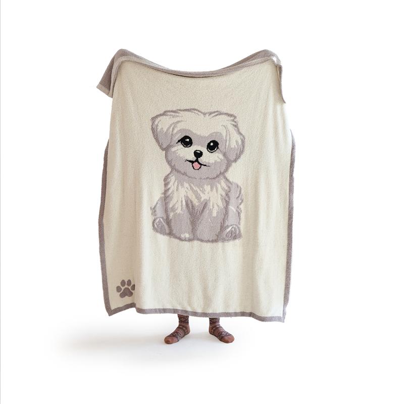 Puppy Pattern Knitted Blanket for Beds, Cute Dog Sofa Cover, Home Decor, Bed End Towel, Luxury Throw Blanket, Shawl Travel, Car