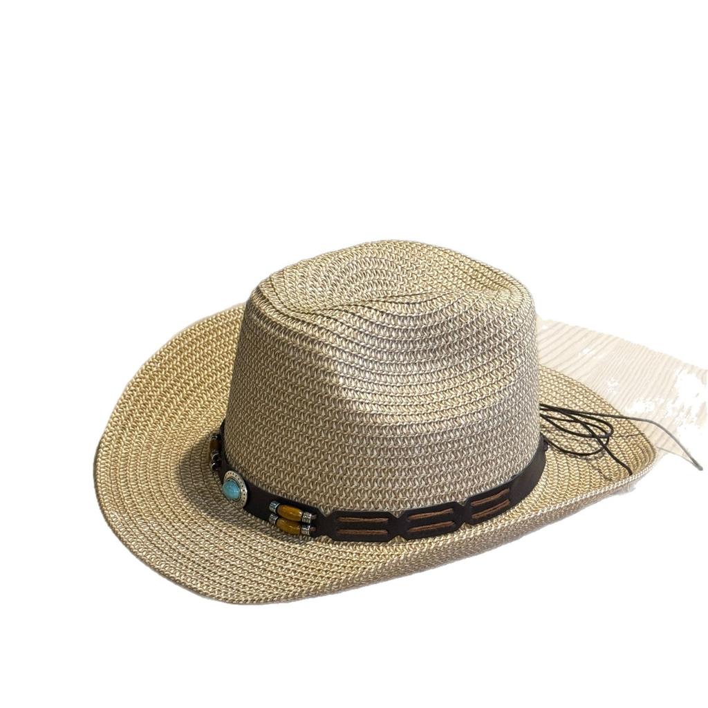 Neuer western Cowboyhut mit breiter Krempe für Damen, Sommer Outdoor Sonnenschutz Strohhut, Herren Tibetischer Hut2026
