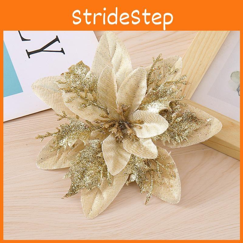 Decorative Christmas Flowers With Shiny Finish For Holiday Tree And Props Party