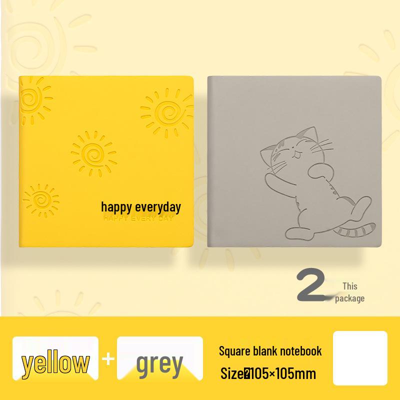 Cartoon Square A7 Softcover Notebook - Portable Pocket Journal for Travel & Stamps