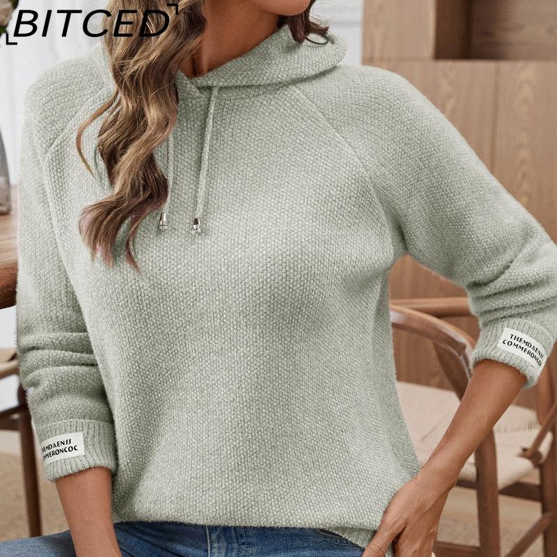 BITCED Женский осенне-зимний свитер оверсайз - Универсальная толстовка с капюшоном свободного кроя из искусственного меха норки XL светло-серый 2759₽