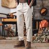Jeans in Denim da Uomo Jie Leinuo Retro Americano Bianco Lavato Ampi Dritti