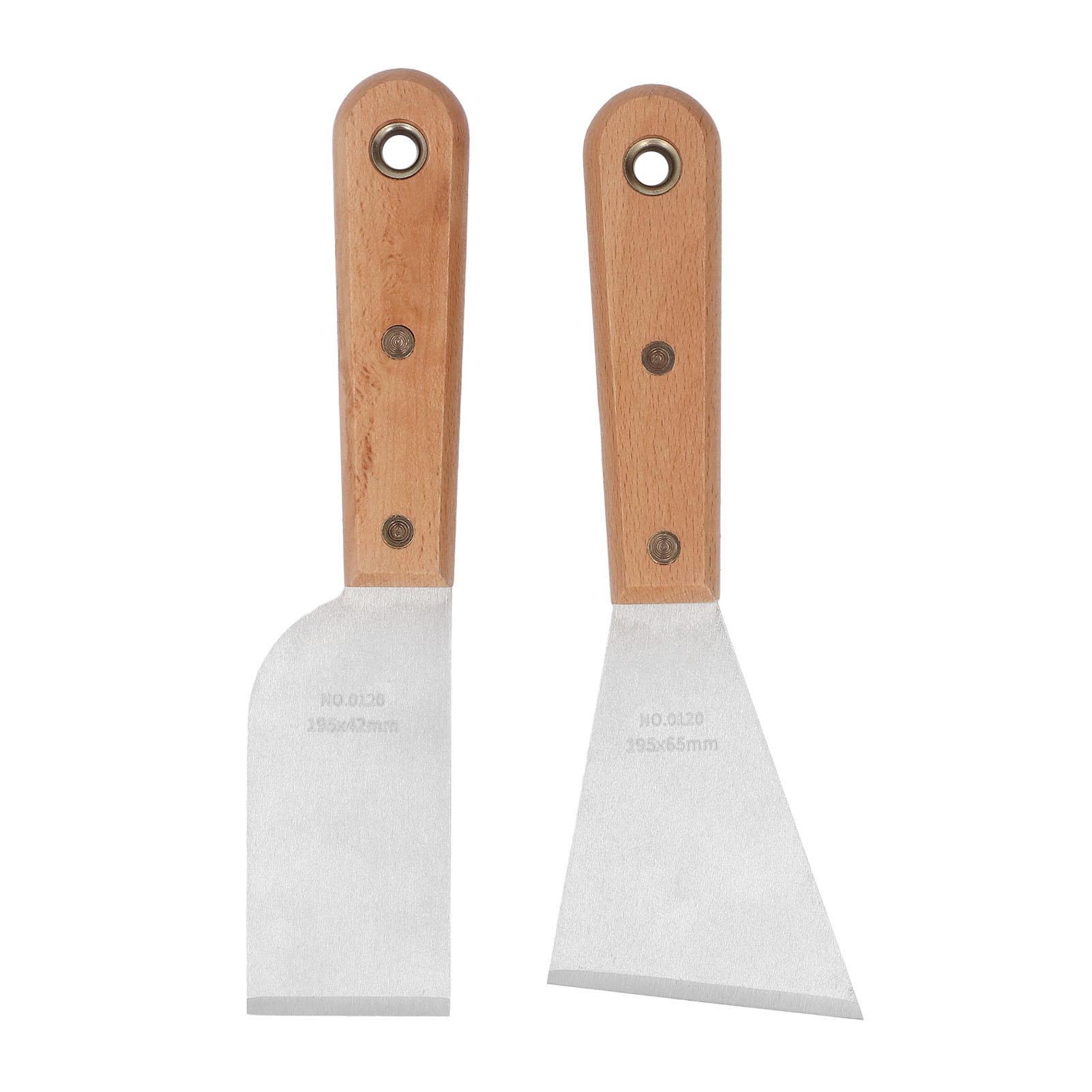 

2 шт. Шпатель из нержавеющей стали Набор шпателей для краски с деревянной ручкой Гравировка Шпаклевка Гипсокартон