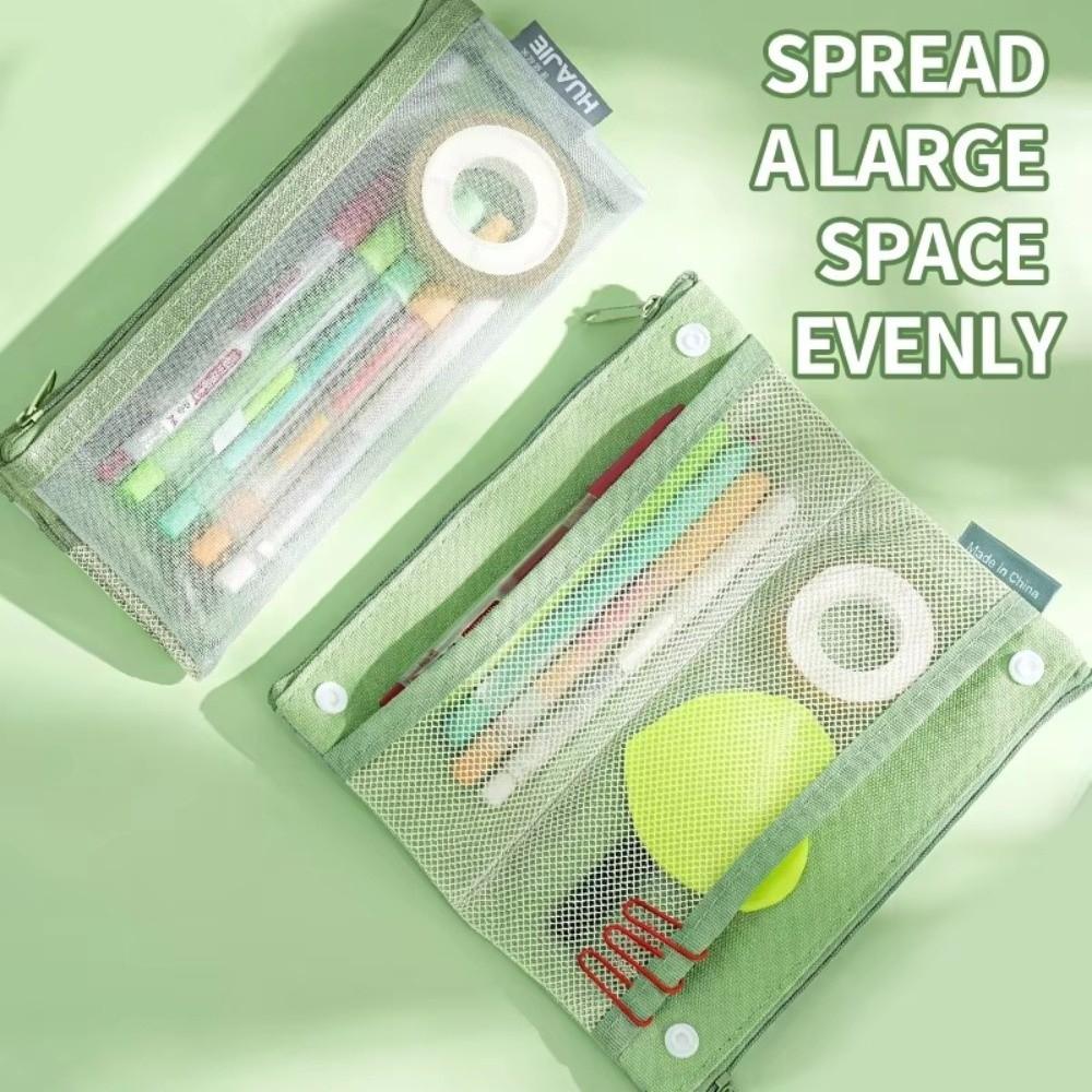 Double Layer Stationery Bag Foldable Pen Bag Durable Makeup Storage Bag  Gift