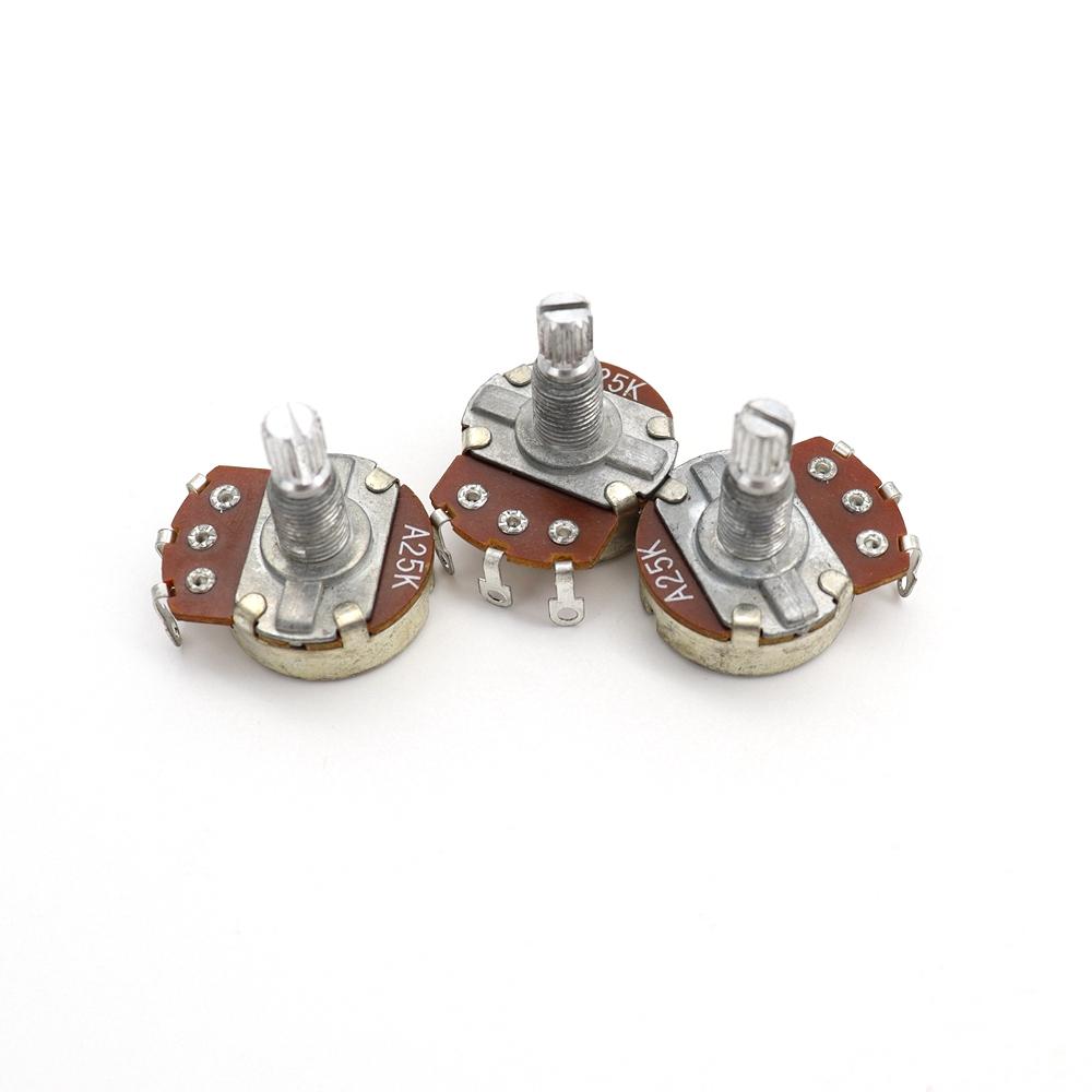 3pcs Guitar Potentiometers A250K Split Shaft Pots Audio Tone Switch Control Potentiometers