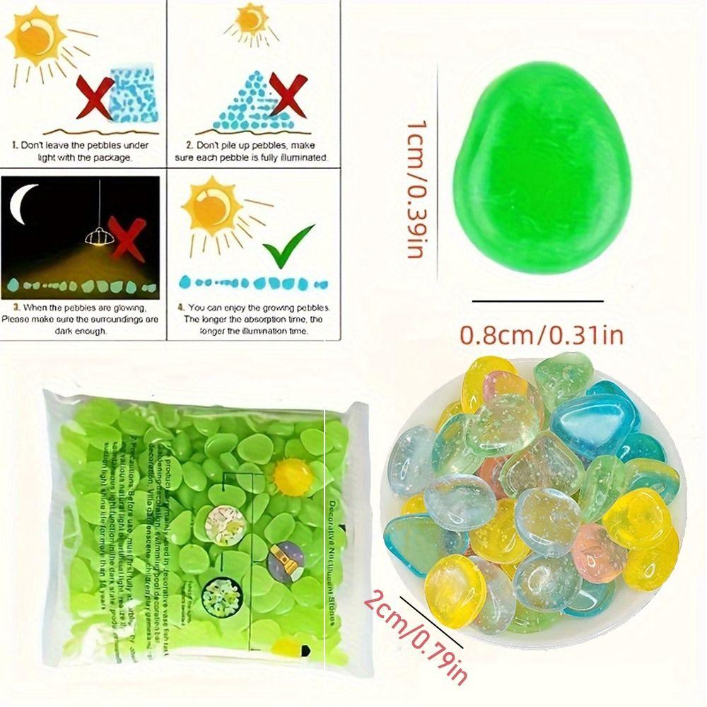 50/100Pcs High Brightness Luminous Pebbles Handmade Long-lasting Artificial Fluorite Stone Micro Landscape Multicolor