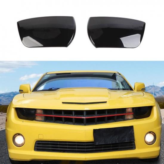 

2x Smoked Black Front Headlight Lamp Decor Cover Trim For Chevy Camaro 2010-2015