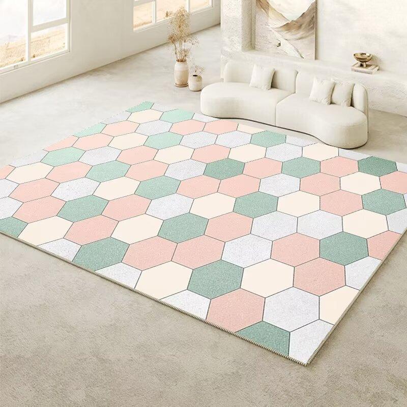 Modern Geometric Large Area Carpets for Living Room Simple Style Soft Washable Home Rug Bedroom Tatami Non-slip Baby Mat Flannel