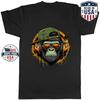 Gorilla With Headphones Graphic T-Shirt Music Ape Design