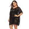Robe de plage en dentelle pour femmes, grande taille, Sexy, ajouré, transparente, col en v, fendue, Cover-Up pour les maillots de bain