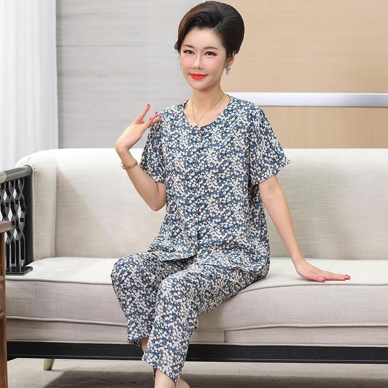 Women's Pajamas Short Sleeve Long Pants Loungewear Button Cardigan Set