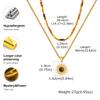 Collier œil de tigre naturel pour femme, Collier ras-de-cou superposé avec pendentif perlé style bohème, Bijou pierre irrégulière