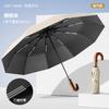 Business Three-fold Solid Wood Bending Handle, Fully Automatic Enlarged and Reinforced Umbrella, Sunscreen Vinyl Weather and Rain Umbrella, Custom